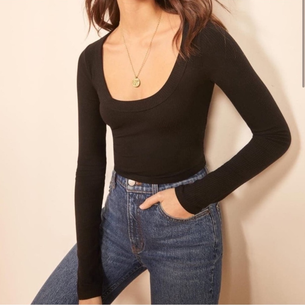 Reformation Paige Knit Top in Black